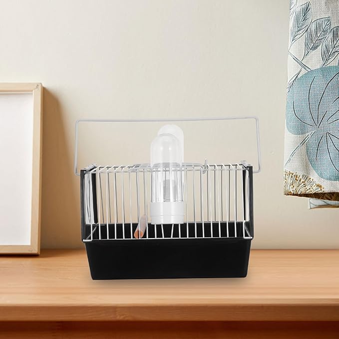 Portable Black Bird Cage for Small Birds and Parrots - Handheld Carrier with Space for Play and Rest