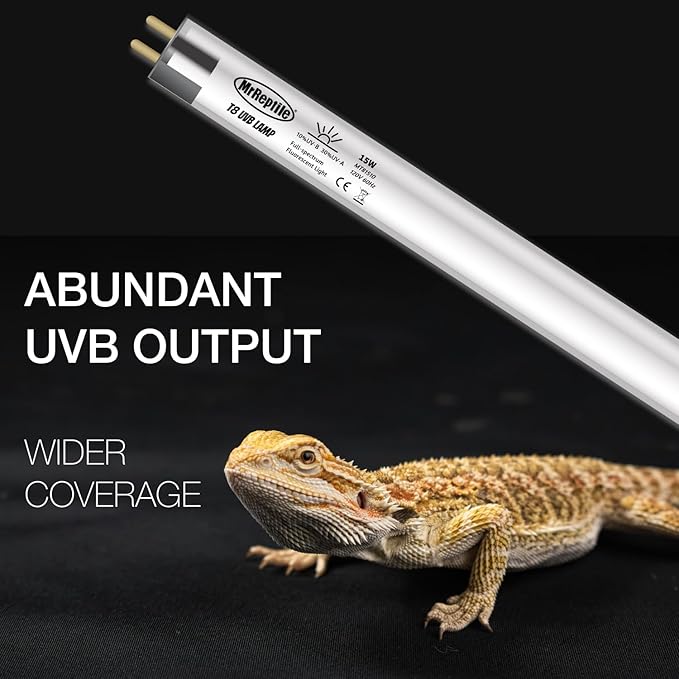 MRREPTILE T8 UVB Light Bulb, 2-Pack 15W Fluorescent Desert 10.0 UVB Lamp for Desert Reptiles, Bearded Dragon UVB Light Bar, L=18'', for Use with T8 Strip Light Fixture