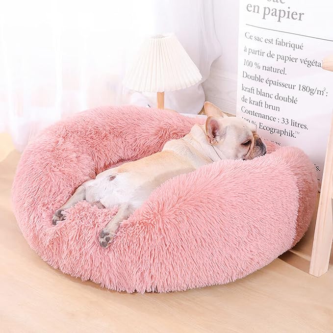 Nisrada Cat Beds for Indoor Cats,24 Inch Dog Bed for Small Melium Large Dogs, Washable-Round Pet Bed for Puppy and Kitten with Slip-Resistant Bottom