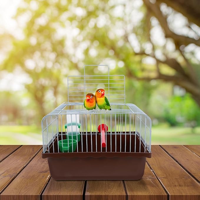 VANZACK Portable Birdcage Parrot Carrying Cage Parrot Bird Carrier Travel Portable Travel for s s for Parakeets s for Cockatiels Coffee Iron