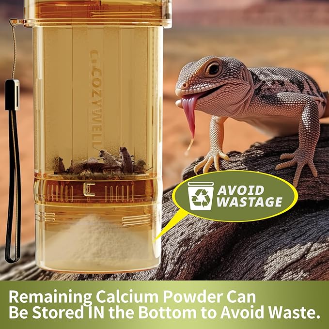 Cricket Calcium Powder Mixer for Reptiles,Easy-to-Use Cricket Keeper Calcium Shaker for Even Coating, Reptile Nutrition Dispenser Accessory for Bearded Dragon Gecko Lizard Turtle