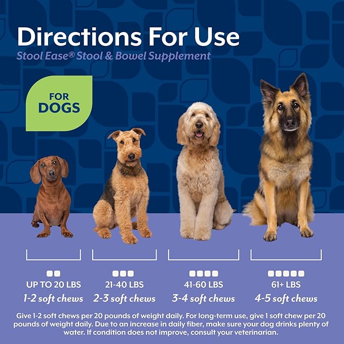 NaturVet – Stool Ease for Dogs – 40 Soft Chews – Helps Maintain Regular Bowel Movements – Enhanced with Sugar Beet Pulp, Flaxseed & Psyllium Husk – 40 Day Supply
