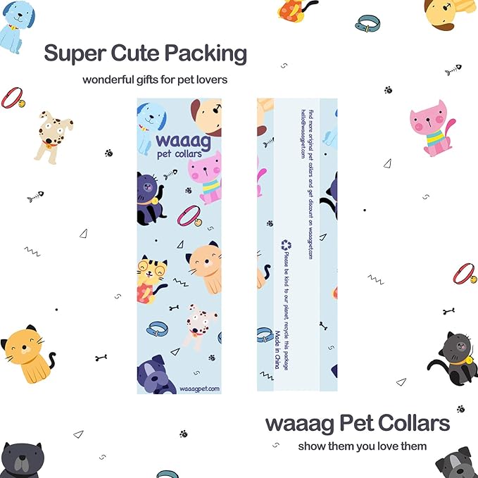 WAAAG Cat Collars, Gold Moons and Stars Cat Collar, Safety Breakaway Cat Collar, Glow in The Dark (Standard 9"-15" Neck, Lavender)