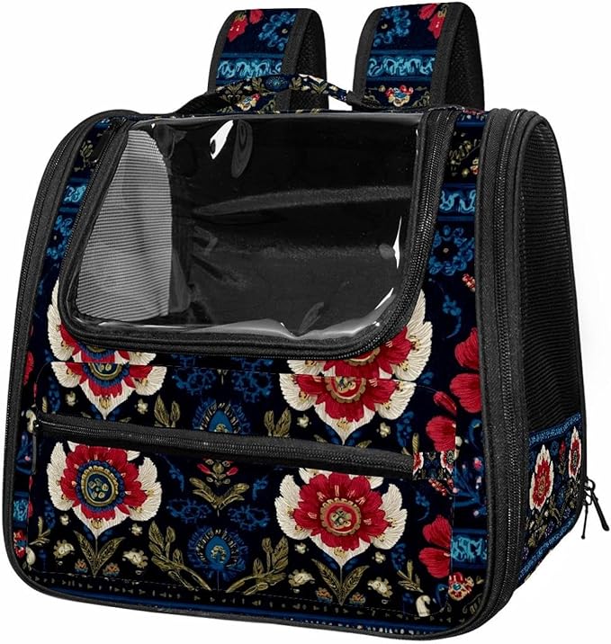 Motifs African Boho Paisley Floral (24) Pet Carrier Airline Approved Soft Sided Portable Cozy Travel Pet Bag, Car Seat Safe Carrier for Cats and Dogs