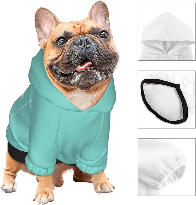 Dog Costume, Custom Dog Hoodie, Dog Name Costume Holiday Pet Pajamas Outfit, Personalized Pet Coat Costumes for Small Medium Large Dogs and Cats for Winter, Turquoise, S