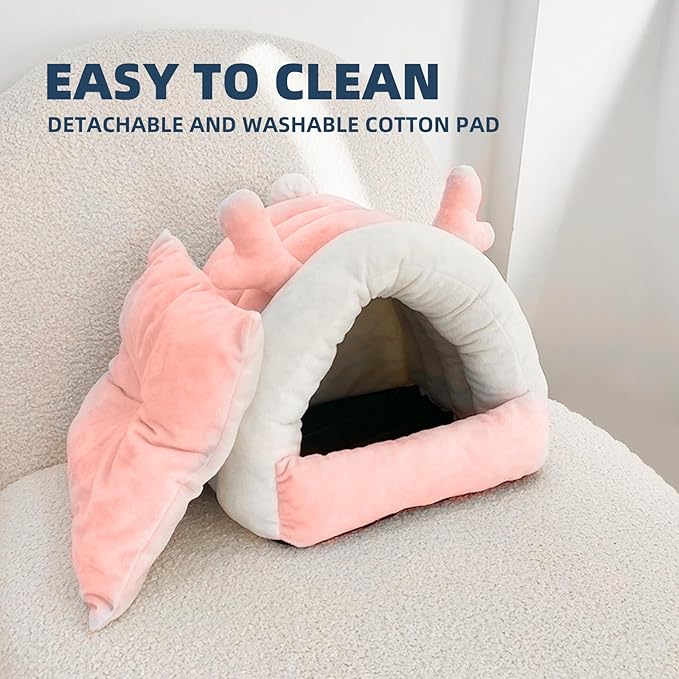 Guinea Pig Hideout, Warm Bed for Guinea Pig,Rabbits, Chinchillas, Cozy Small Animal Winter Shelter (Pink, Medium)