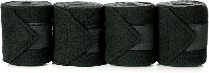 Equinavia Luna 9' Fleece Polo Wraps, Set of 4 Horse Leg Bandages with Storage Bag | Black - One Size - Hunter Green - One Size