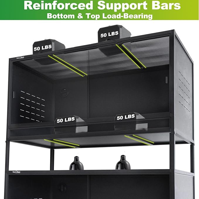 Reptile Tank 120 Gallon, 48"x24"x24" Large Reptile Enclosure for Bearded Dragon and Ball Python,Snake Terrarium with Heavy Duty Screen Front Sliding Tempered Glass Door, Combination Lock