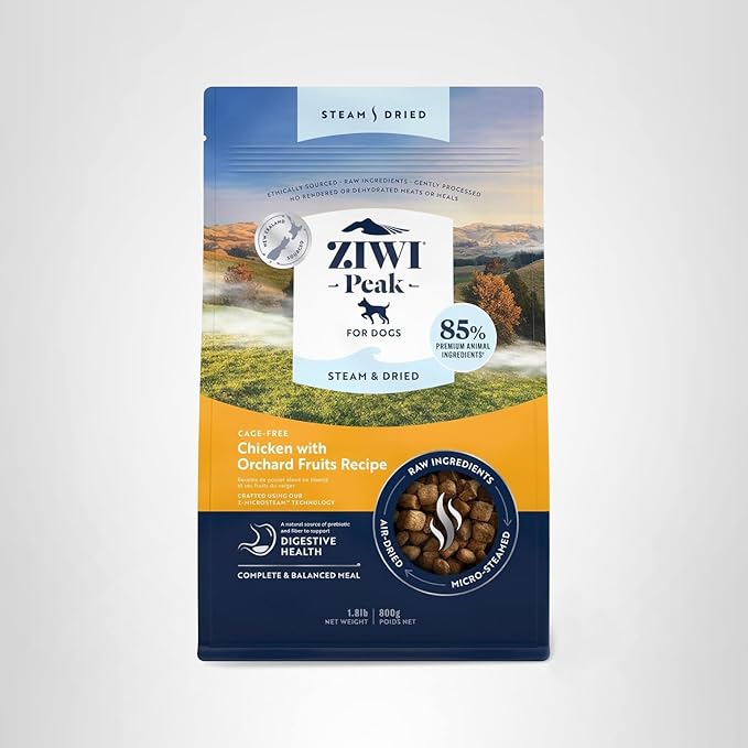 ZIWI Peak Steam & Dried Dog Food - Cage-Free Chicken w/Fruits - High Protein, Low Carb, All Breeds & Lifestages, for Digestive Health (28.8oz)