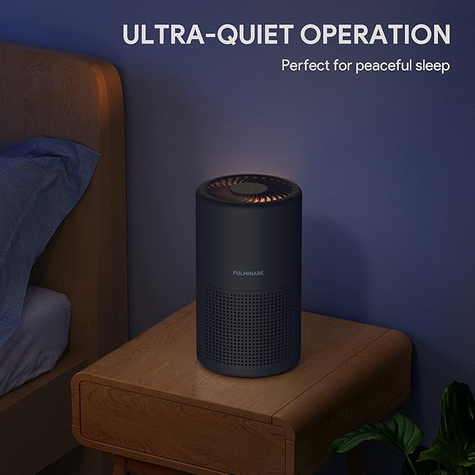 Air Purifiers for Bedroom, FULMINARE H13 True HEPA Air Filter, Quiet Air Cleaner With Night Light, Portable Small Air Purifier for Home, Office, Living Room Black