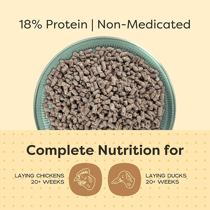 Scratch and Peck Feeds Whole Grain Layer Pellets Chicken and Duck Feed - 25 lbs Bag - Corn-Free and Soy-Free - 18% Protein, Certified Organic and Non-GMO Project Verified Chicken Food