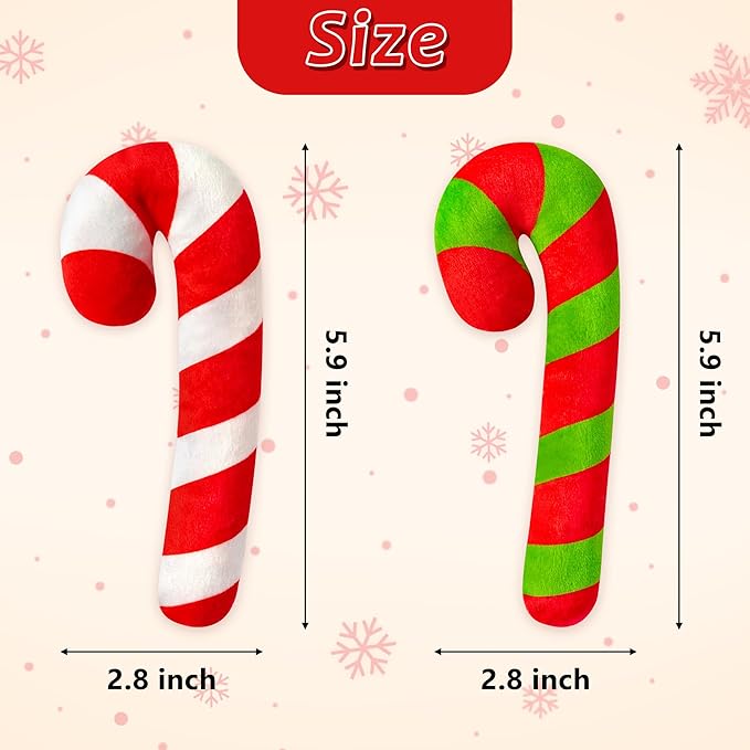 MALLMALL6 2Pcs Interactive Christmas Cat Candy Cane Catnip Toys Gift for Cats, Indoor Kick Plush Catmeth Pet Toy Supplies for Cat Lovers