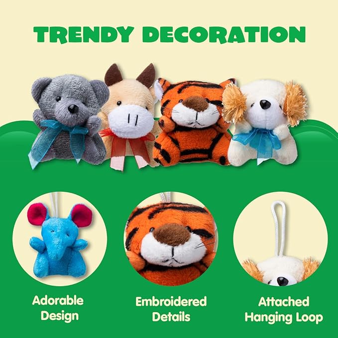 JOYIN 12 Pack Random Mini Animal Plush Toy Assortment (12 Units 3" Each),Bulk Stuffed Animals for Kids, Small Animals Plush Keychain Decoration, Carnival Prizes, Christmas Goodie Bags & Party Favors