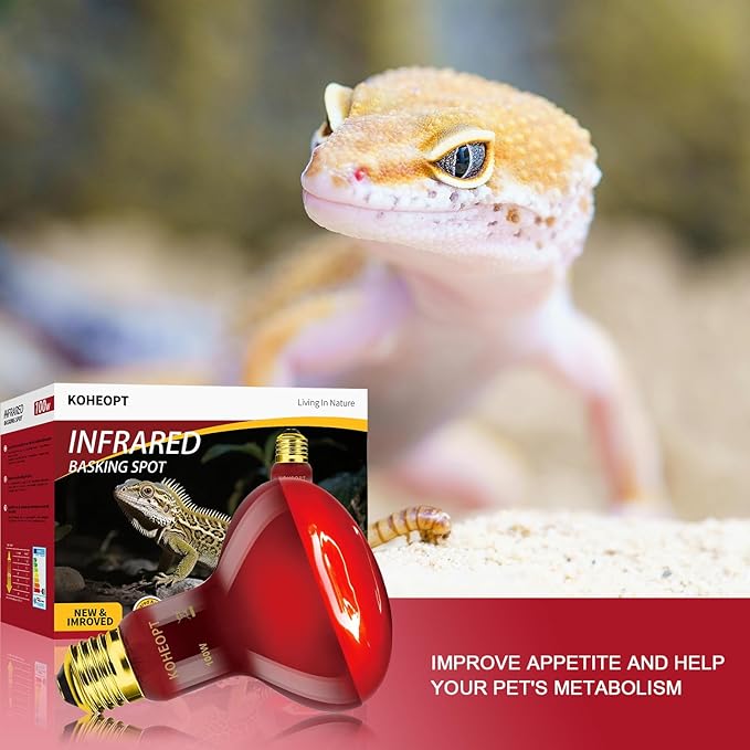 Infrared Heat Lamp 100W,（2 Pack） Reptile Heat Emitter Infrared Basking Spot Light, Reptile Pets Brooder Use,Red Heat Lamp for Chickens、Lizards、Snakes、Turtles