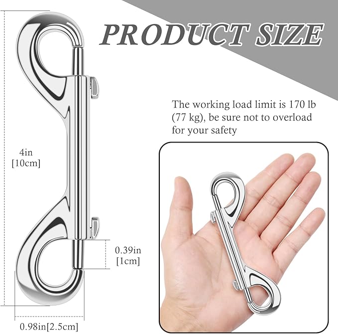ERKOON 15 Pack Heavy Duty Snap Hooks Double Sided Clips for Hanging Horse Tack Sling Feed Buckets Dog Leash Collar Key Chain Zinc Alloy Metal Snaps Clip (4 Inch)