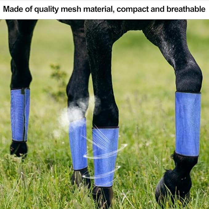 Loose Fitting Horse Fly Boots, Breathable Mesh Boots Protective Horse Leg Wraps, Horse Leggings for Preventing Flies and Mosquitoes Bites-Reduces Leg Fatigue