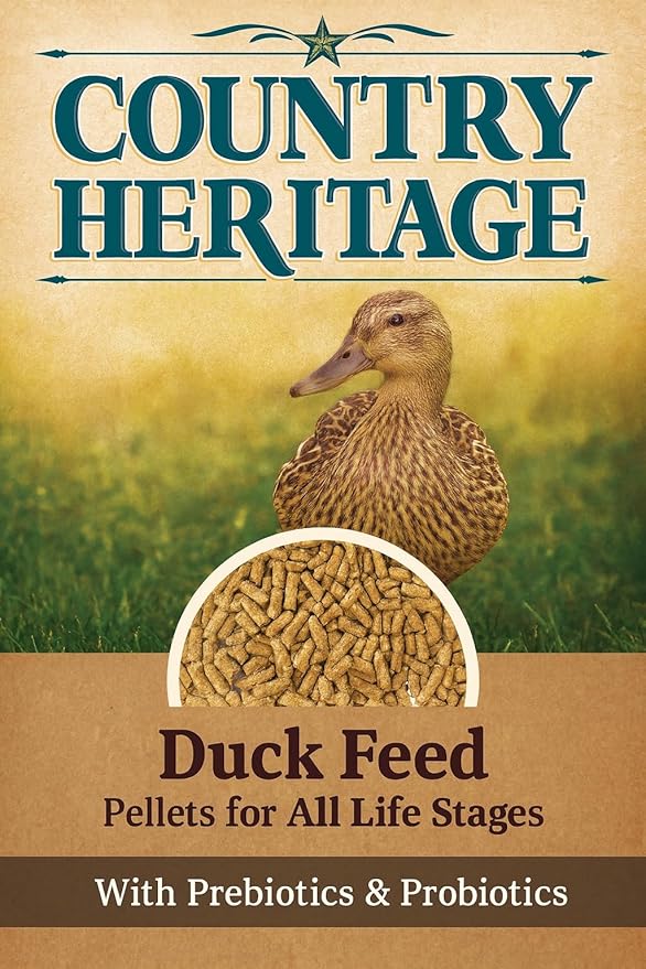 Country Heritage Duck Feed – Pellets for All Life Stages (19% Protein with Prebiotics & Probiotics) (10 Pounds)