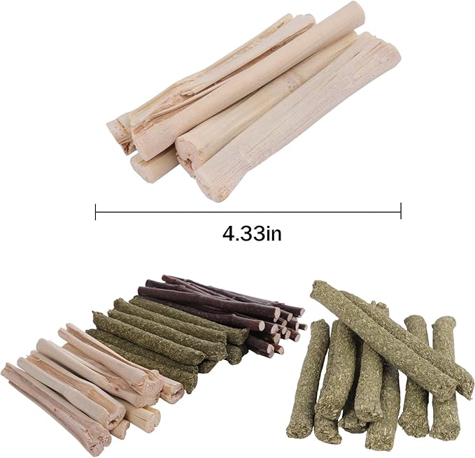 300g Rabbit Chew Toys,Apple Wood Sticks with Sweet Bamboo,Grass Rolls for Guinea Pigs Teeth Care Hamster Hedgehog (0.66lb)