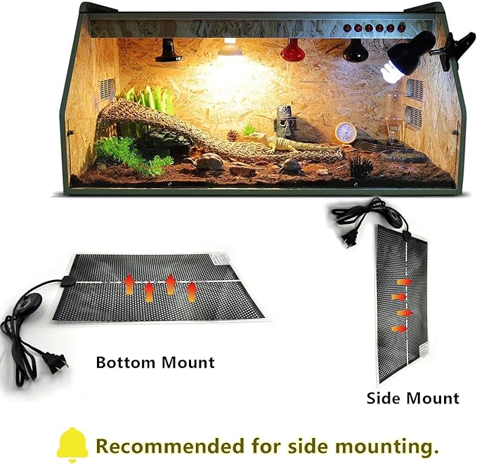 Reptile Heat Pad with 7 Button Temperature Adjustment, Under Tank Terrarium Heat Mat for Reptiles Tortoise Snakes Lizard Gecko Frog Hermit Crab and Other Small Animal, 20W Reptile Heating Pads