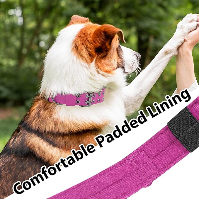 Tactical Dog Collar with Handle, Military Adjustable Heavy Duty Metal Buckle Dog Collars Soft Nylon Training Collar for Medium Large Dogs (Pink, Large)