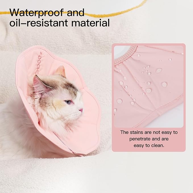 Touchdog Foldable Dog Cone Collar for Cats & Dogs - Adjustable Soft Recovery Collar with Waterproof PU Coating, Lightweight Design, 24.5cm/9.6in Wide Barrier (Pink, XS)
