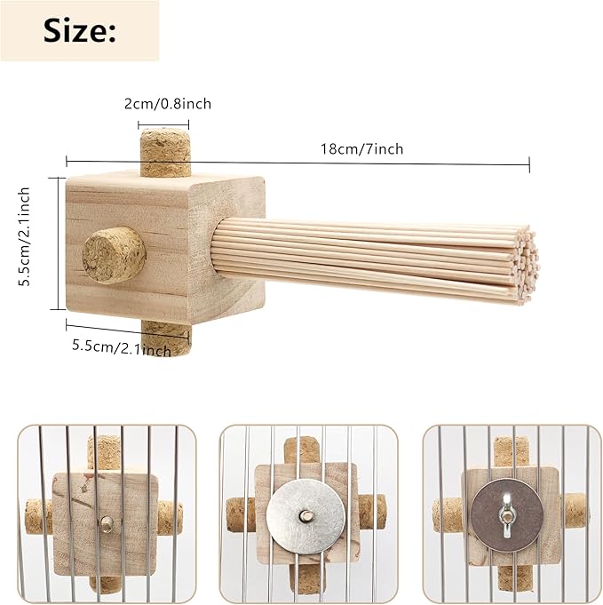 Parrot Chewing Stopper Toy Stand Perches Lollipop Stick Bird Toy Intelligence and Emotions Wood Foraging Toys for Parrots Cage Accessory (Wood-Lollipop, 1 Pack)