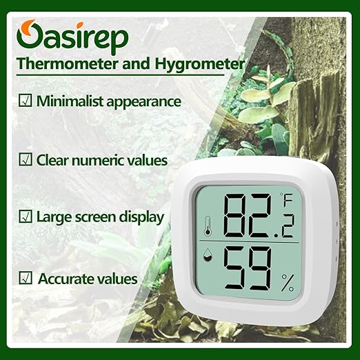 4-Pack Reptile Thermometer and Hygrometer – Digital LCD Temp & Humidity Meter for Bearded Dragon, Snake, Lizard Tanks, Incubation Boxes, Plant Terrariums & Indoor Use