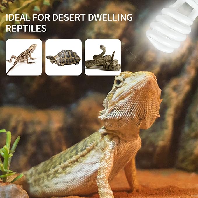 LUCKY HERP Desert UVA UVB Reptile Light Bulb 10.0 26W Compact Fluorescent Lamp