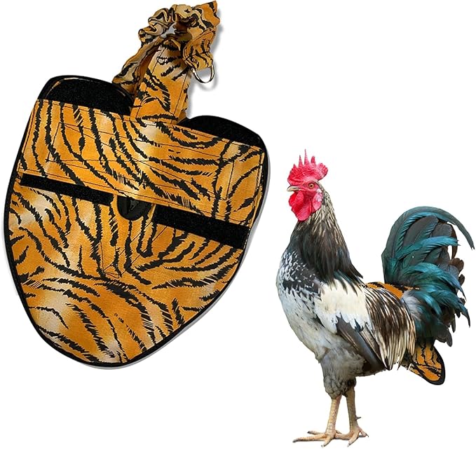 Hen Holster Bird Diaper, Wrap Around - for Hens, Roosters, Ducks, Leak-Proof Design, Comfortable Fleece Strap Bird Harness with Sewn-in Liner, Secure Hook and Loop Closure - XL, Tiger