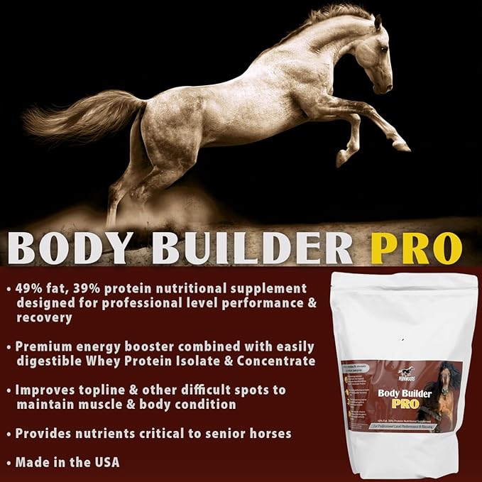 Pennwoods Body Builder Pro, Horse Weight Gain Supplement, Premium High Fat Energy Booster, with Whey Isolate and Concentrate Protein, 4lb Bag