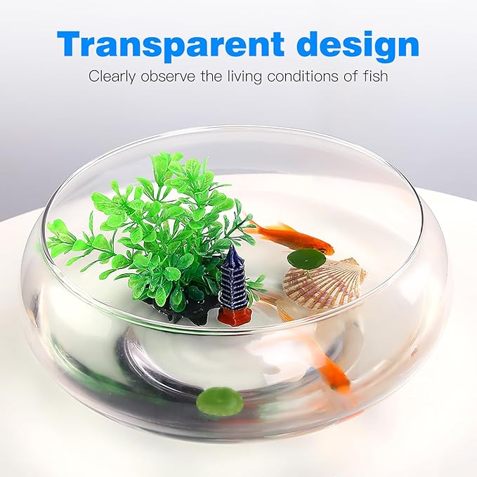 Happyyami Wide Mouth Glass Vase Bowl, Round Flower Vase Terrarium Succulent Hydroponic Planter Globe Fish Bowl Floral Container for Wedding Table Centerpiece Home Decors