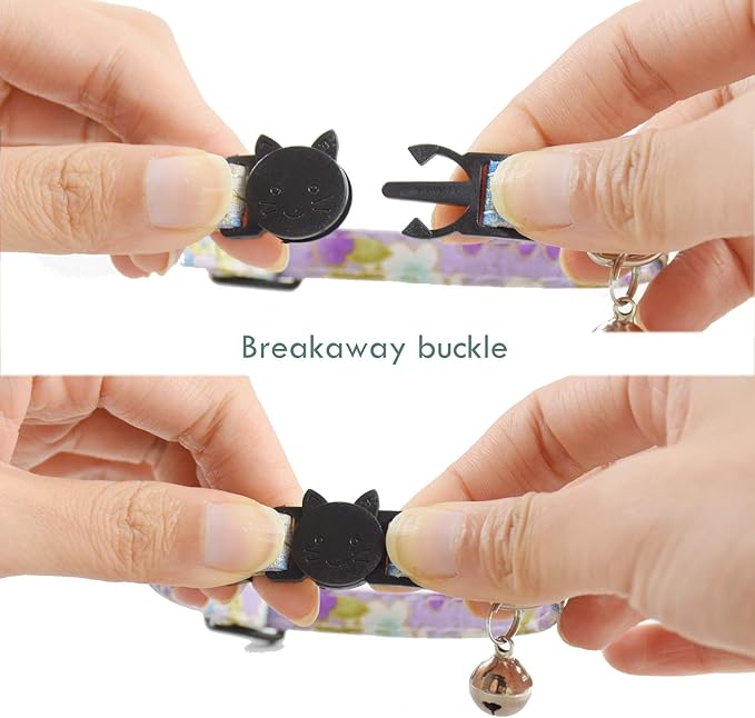 Breakaway Cat Collars with Bell, Set of 3, Durable & Safe Cute Kitten Collars Safety Adjustable Kitty Collar for Cat Puppy 7.5-11in (Purple,Red,Blue1)
