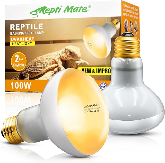 2Pack Reptile Heat Lamp, 100W Reptile Heat Emitter Basking Spot Light, UVA Daylight Heat Lamp Bulbs for Chickens Coop Reptiles Pets Brooder Use