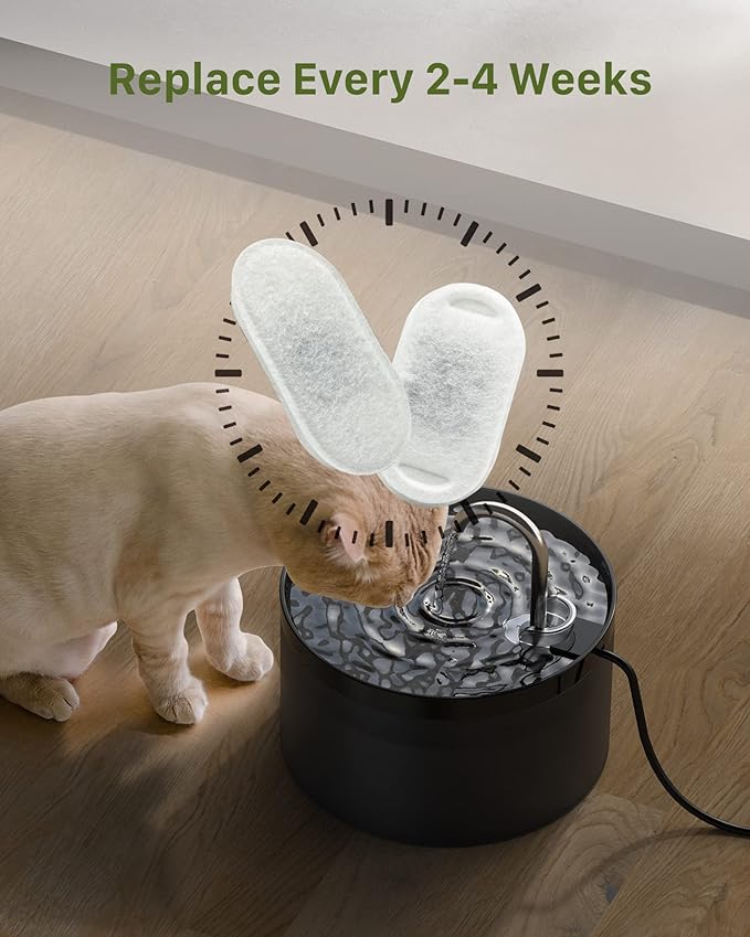 GIOTOHUN 12 Cat Water Fountain Filters: Cat Fountain Filter - Pet Water Fountain Filter - 6 Filters + 6 Sponges of Cat Dispenser - Filter Loose Hair (Sponges) - Triple Filtration (Filters)