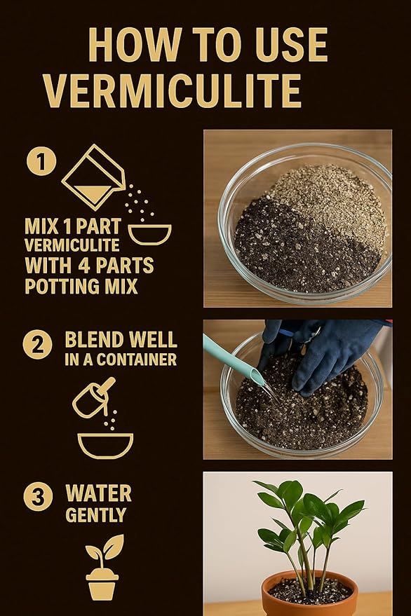 Horticultural Organic Vermiculite for Plants - Medium Grade - Natural Soil Additive for Gardening, Houseplants, Mushrooms, Potted Plants, Hydroponics, Terrariums (2 Quart)