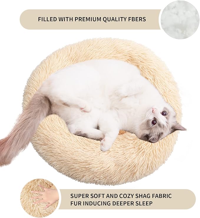 Nisrada Cat Beds for Indoor Cats,20 Inch Dog Bed for Small Melium Large Dogs, Washable-Round Pet Bed for Puppy and Kitten with Slip-Resistant Bottom