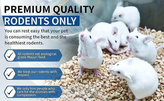 MiceDirect EST. 2003 Frozen Rat Combo Pack Rat Weanlings & Rat Smalls Feeder Snake Food for Sub-Adult Ball Pythons Monitors, 40 Ounce (20 Count)