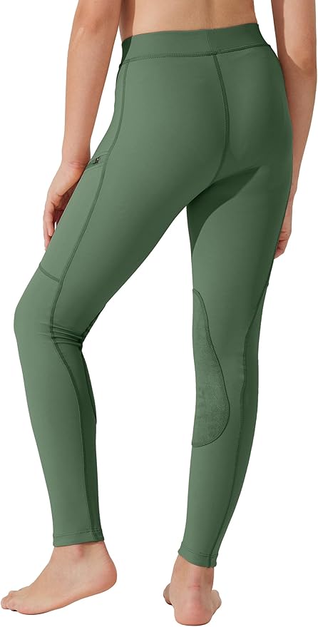 Willit Girls Horse Riding Pants Tights Kids Equestrian Breeches Knee-Patch Youth Schooling Tights Zipper Pockets