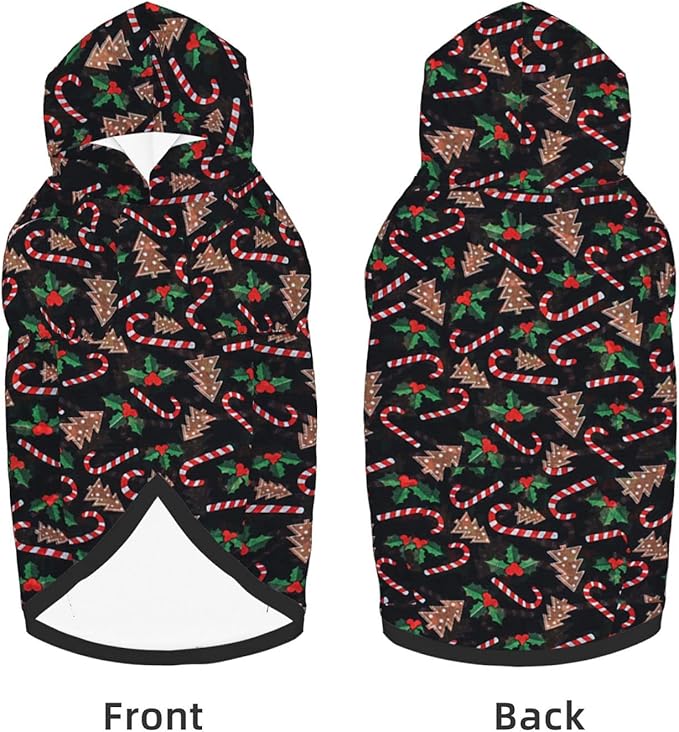 Christmas Tree Black Hoodie,Christmas Cosplay Dog Clothes with Pocket and Hat Winter Clothes Sweaters Medium