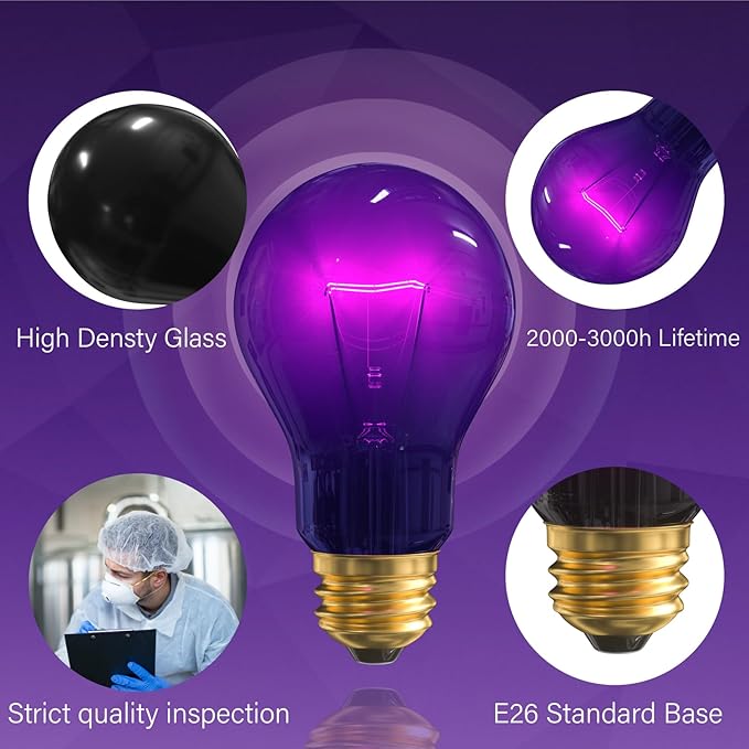 Reptile Heat Lamp Bulbs-100W Tortoise Night Heat Bulb E26 Terrarium Heat Lamp Simulate Natural Moon Purple Light for Snake Bearded Dragon Leopard Gecko Lizard Chameleon-2Pack