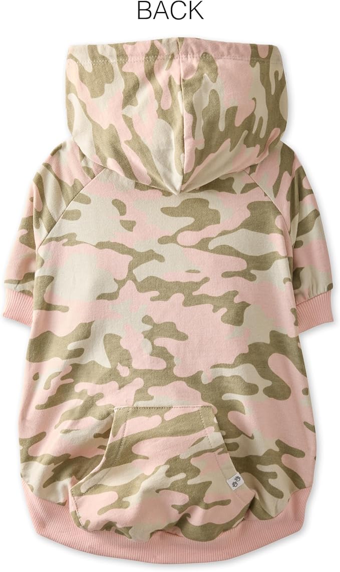 Rocky – The Orginal Lightweight Hooded TEE 100% Organic Cotton Dog Hoodie Pet Coat Sweater for Small, Medium, Large Dogs, Pink Camo, Medium