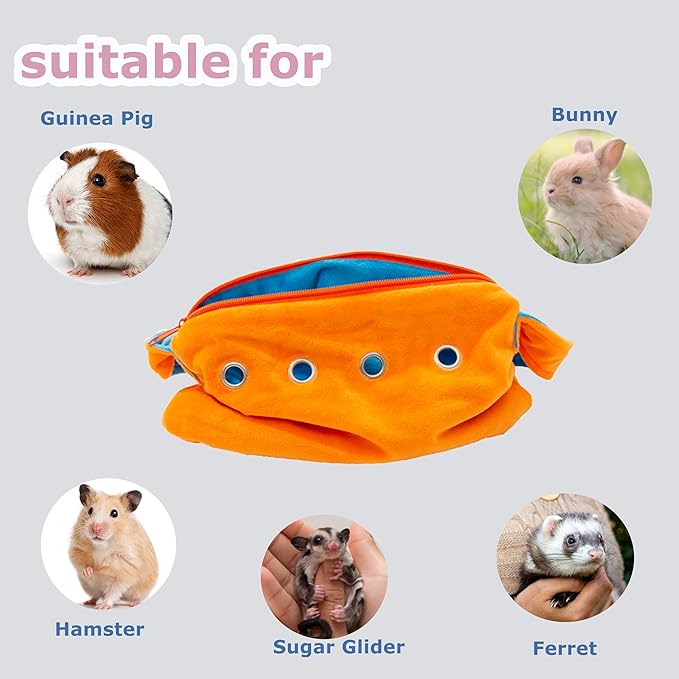 Meow&Woof Sugar Glider Bonding Pouch Small Pet Carrier Bag Sling with Strap Critter Cuddler for Gliders Ferret, Rat, Hedgehog, Hamster Outdoor-Orange