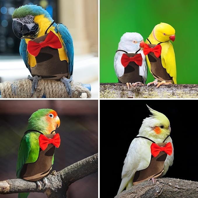 Bird Diaper Washable Reusable Parrot Flight Suit Nappies Protective Breathable Parrot Nappy Clothes for Parakeet, Macaw, Budgie, Canary, Cockatiel (Camouflage, XL)