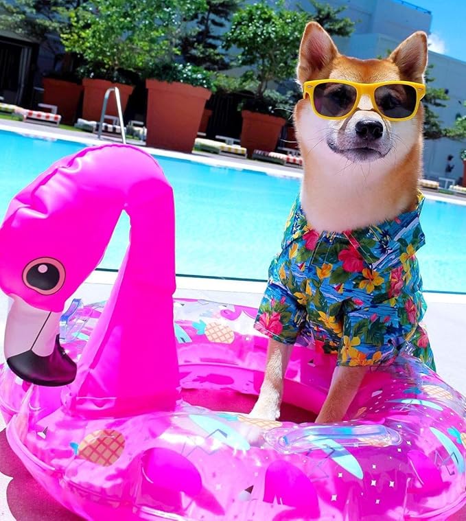 Parisian Pet Hawaiian Dog Shirt - Cotton Summer Clothes - Stylish Beach Outfit - Hook and Loop Closure - Machine Washable for Large Dogs