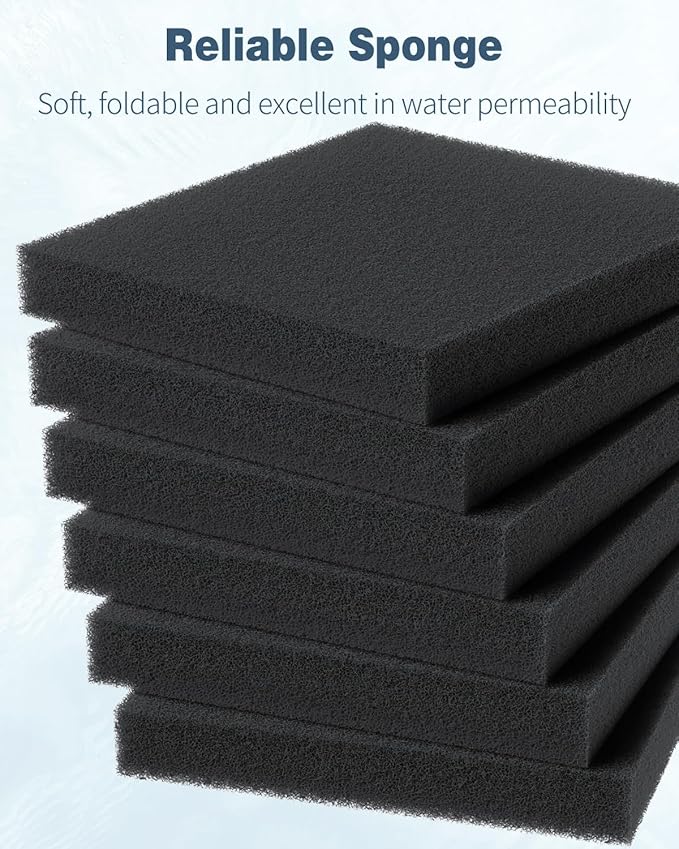 Pawfly 6 Pack Aquarium Bio Sponge Fitler Media, 6.3" x 5.5" x 0.8" Cut-to-Size Foam 40 PPI Aquarium Filter Media Pad Inserts for ML350