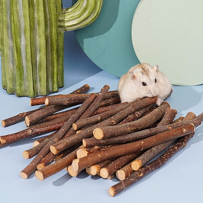 200g Apple Sticks for Bunny Chinchillas,Small Animals Wood Chew Sticks,Wood Chew Toys for Rabbits Guinea Pig Hamster Gerbil Bunny(Thin7oz)