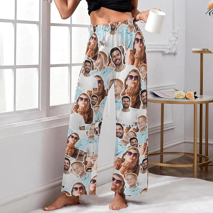 Custom Pajamas Pants with Photo for Men Women:Made in USA Personalized Pajama Trousers,Gifts for Wife Husband