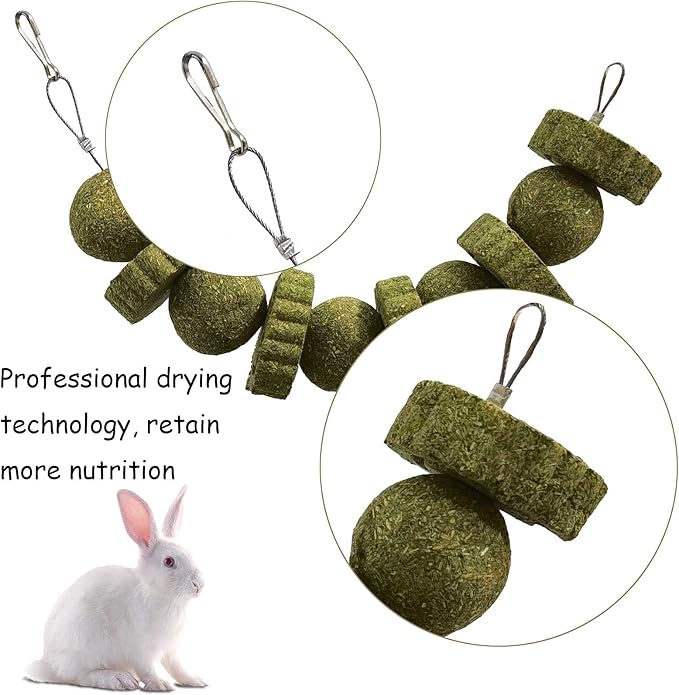 kathson 3Pcs Bunny Chew Toys Rabbit Chewing Toy for Teeth Grinding Chinchilla Treats Timothy Grass Cake Molar Balls for Guinea Pigs Hamsters Gerbils Rats Squirrels Playing Improve Pets Dental