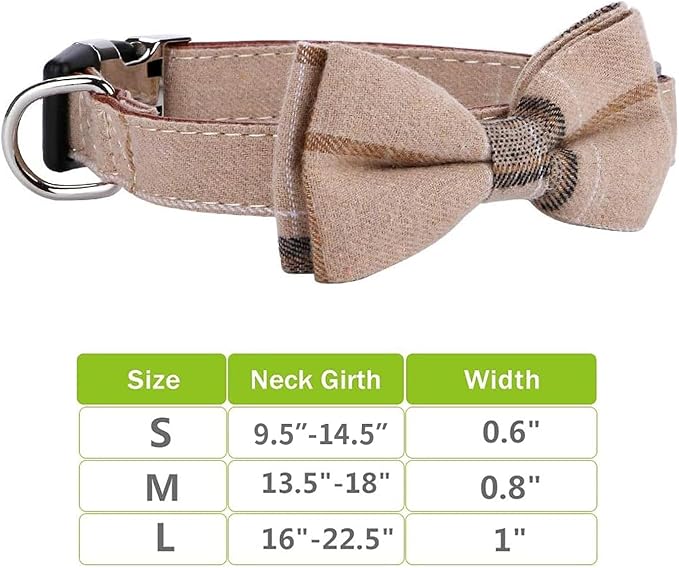 Faleela Soft &Comfy Bowtie Dog Collar,Detachable and Adjustable Bow Tie Collar,for Small Medium Large Pet (M, Brown)