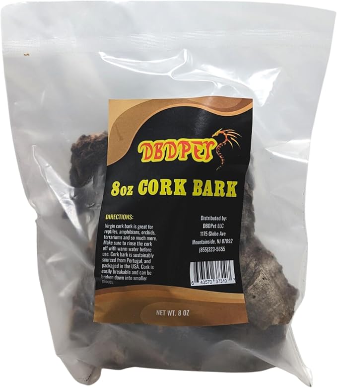 DBDPet Virgin Reptile Cork Bark- Assorted Pieces (Rounds, Half Rounds, and Flats by Weight) for Reptiles, Amphibians, Orchids, Frogs, Terrariums and More! (8oz of Assorted Pieces)